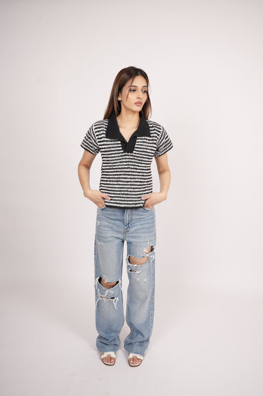 Stripes Polo Top