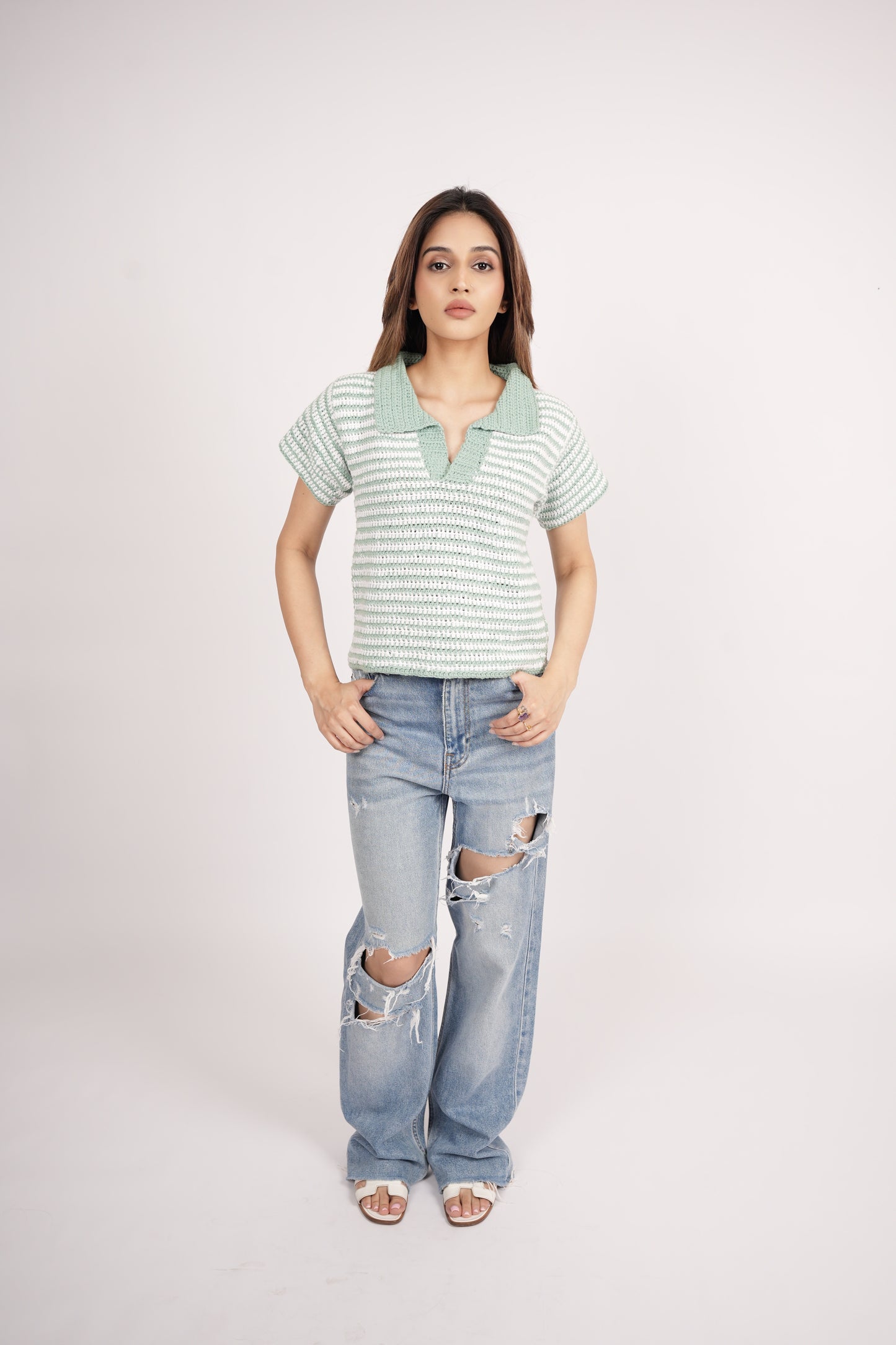 Stripes Polo Top