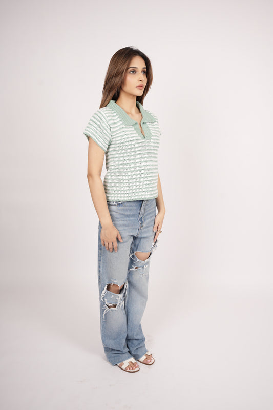 Stripes Polo Top
