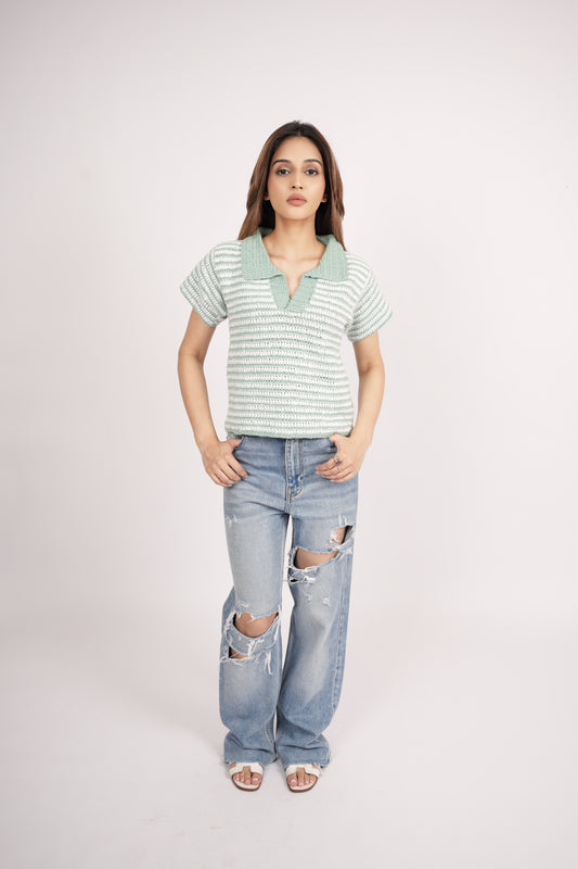Stripes Polo Top